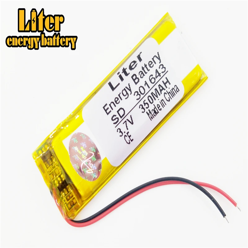 3.7V 350mAh 301643 Lithium Polymer Li-Po Rechargeable Battery power For Mp3 MP4 MP5 GPS PSP mobile bluetooth