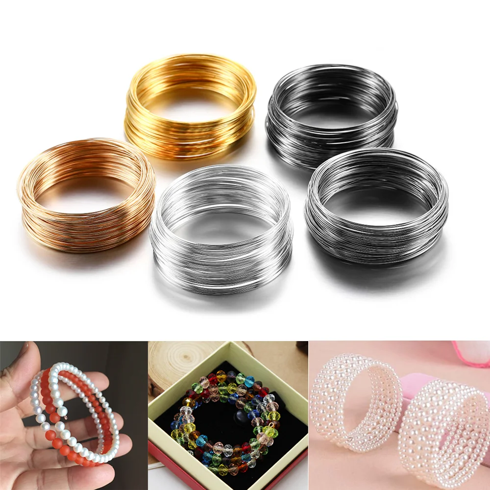 100Loops 0.6mm Gold Bronze Resistant Memory Beading Steel Wire Rings Connector for Bracelet DIY Jewelry Making Findings Supplies