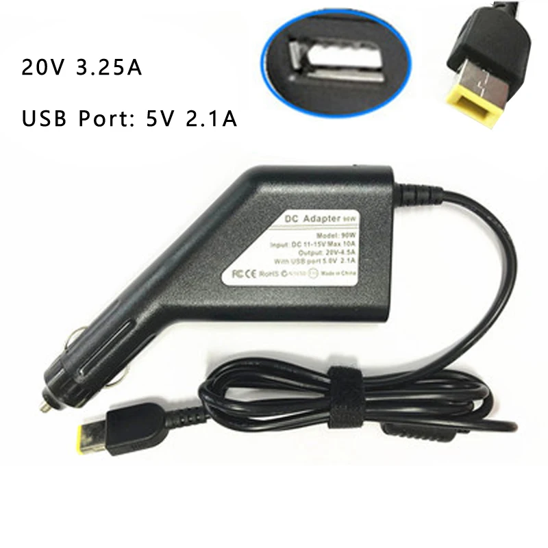 

20V 3.25A Square Port AC Adapter For Lenovo X240 T440 G400 G490 Notebook Laptop Car Adapter