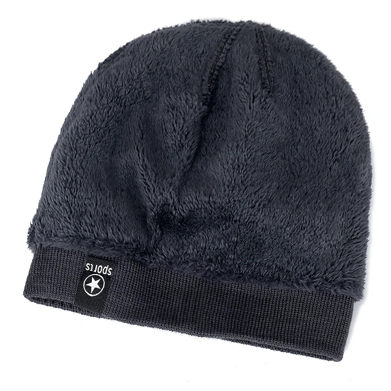 Nowe czapki zimowe Unisex Jednokolorowe czapki z dzianiny dla mężczyzn i kobiet Star Sports Beanie Cap Outdoor Dodaj futrzaną podszewkę Ciepłe