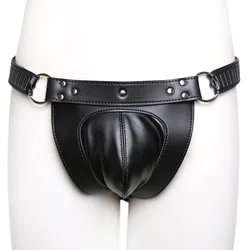 Chastity Belt Lock Device For Fetish Sex of Sexy Leather Men Underwear Adjustable Cut Out Jockstrap Male Cock G string Panties