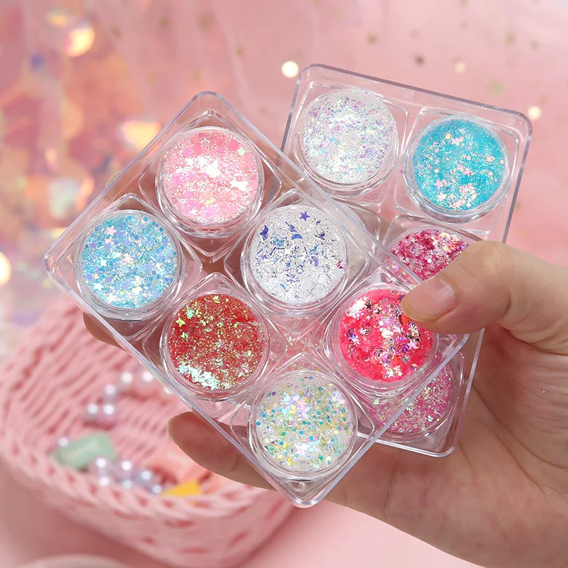 2022 Hot Sale Glue Free Makeup Loose Glitter Diamond Festival Party Cosmetics Sequins Eyeshadow for Eyes Face 6 Colors/Pack