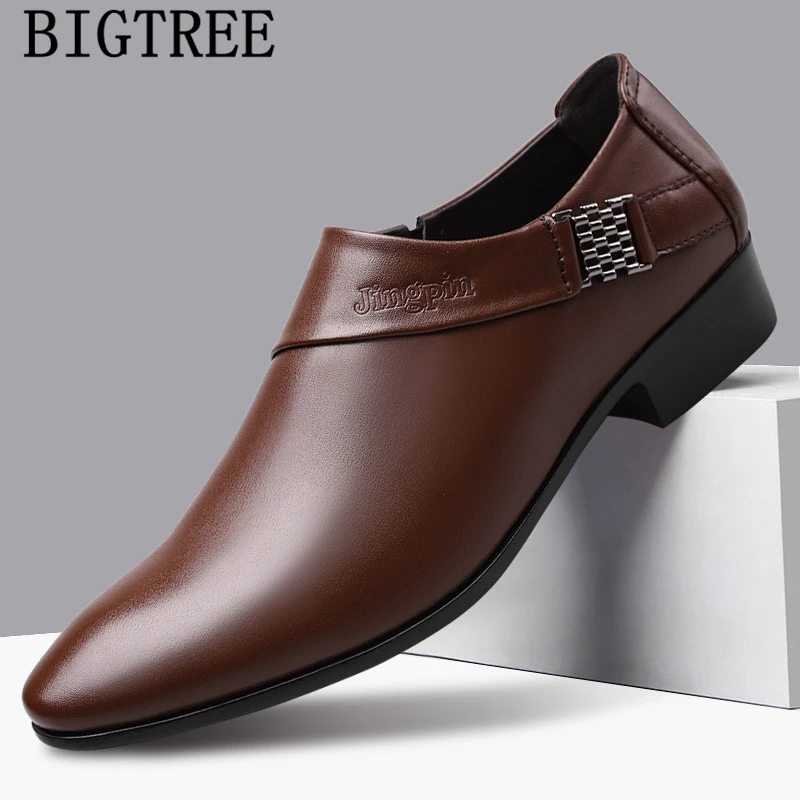 Leather Shoes Men Loafers Black Business Shoes Men Oxford Leather Brown Dress Wedding Shoes For Men Zapatos Elegantes De Hombre