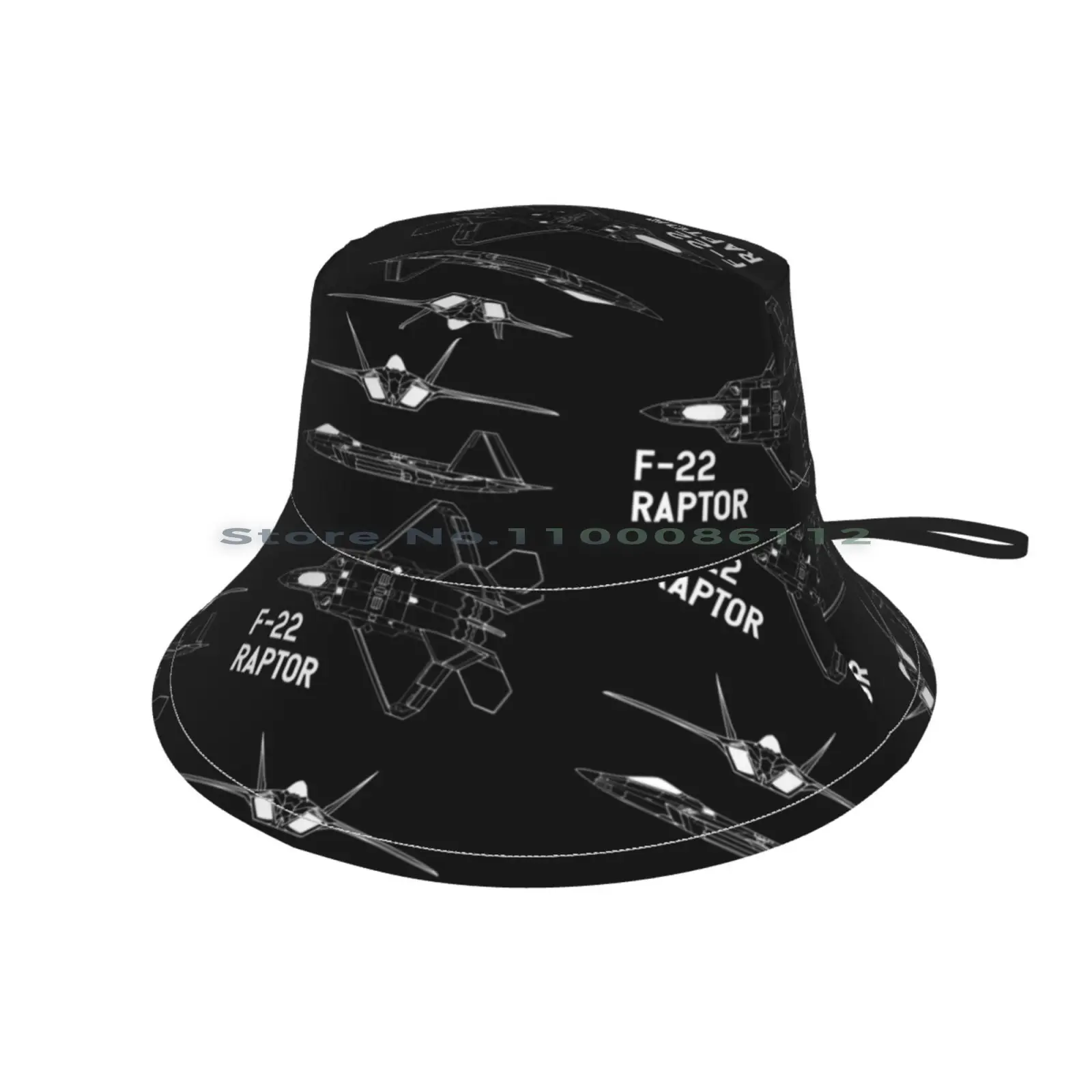 F 22 Raptor White Bucket Hat Sun Cap Jets Airplanes Foldable Outdoor Fisherman Hat image 5