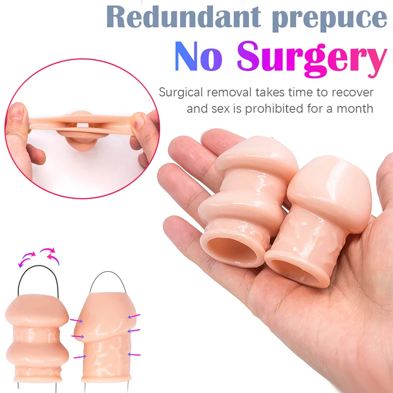 Foreskin Correction Penis Sleeve Two Size Delay Ejaculation Screw Shape Penis Ring Adult Sex Toy For Men Cockring Penis Extender