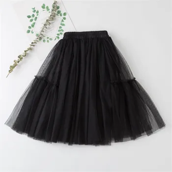 Girls Cotton Lace Tutu Skirt 3 Kids Skirts For Girls Cotton Lace Tutu Pleated Skirt Black Pink Gray Children's Clothing 4 6 8 10 12Y Pettiskirt Party Clothes 3