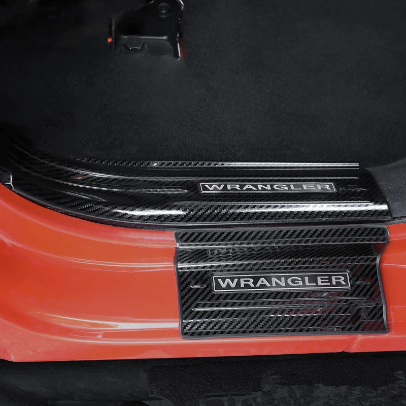 4X4 Stainless Steel Carbon Fiber Color Exterior Door Welcome Threshold Pedal Decorative Cover Fit For Jeep Wrangler JL 2018-2022