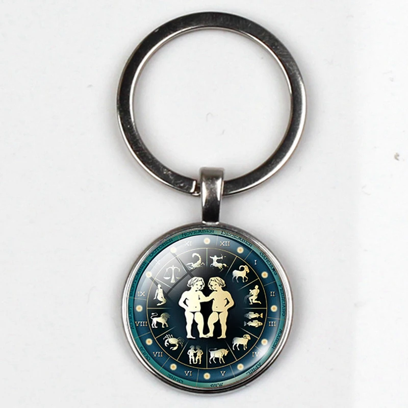 Fashion Jewelry 12 Constellation Key Chain Charm Zodiac Sign Keychain Car Crystal wallet handbag Pendant Man Woman Favorite Gift