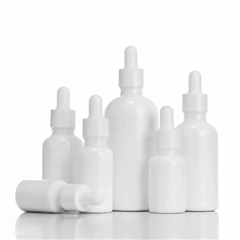 

10ml 15ml 30ml 50ml 100ml Glass Dropper Bottles With Pipettes White Essential Oil Dropper Bottles With Gold Cap For Aromatherapy