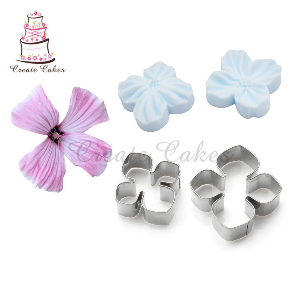 4pcs/set Petunia Impression Flower Mold Silicone Veiner Mold Cake Decorating Fondant Sugarcraft Cake Mold for Sugar Flower