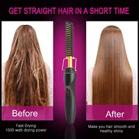 Peigne chauffant 2-en-1 : Lisseur électrique à chauffage rapide, portable, anti-brûlure, pour cheveux et barbe 2