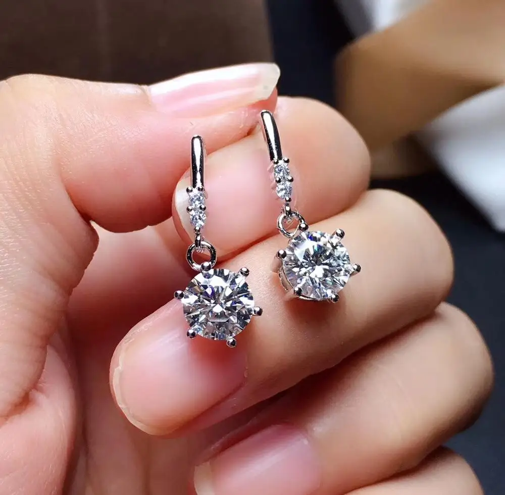 

fashion new shinning moissanite gemstone stud earrings 925 sterling silver earrings round gem shinny better than diamond gift