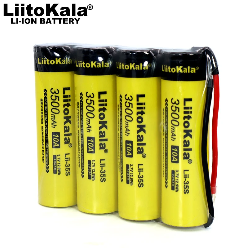 LiitoKala Lii-35S 14000mAh 1S4P 3.7V 18650 3500mAh * 4 14ah batteria al litio ricaricabile adatto filo di silicone per saldatura fai da te