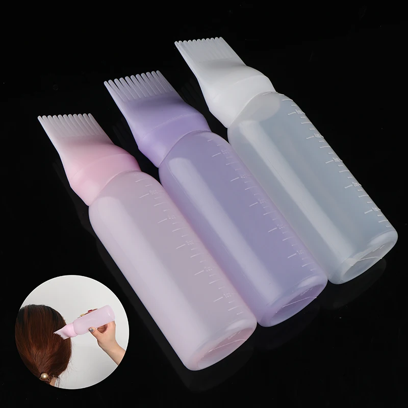 Plastic Hair Dye Shampoo Bottle Applicator with Graduated Brush Dispensing Kit Salon Hair Coloring Dyeing Styling Tools