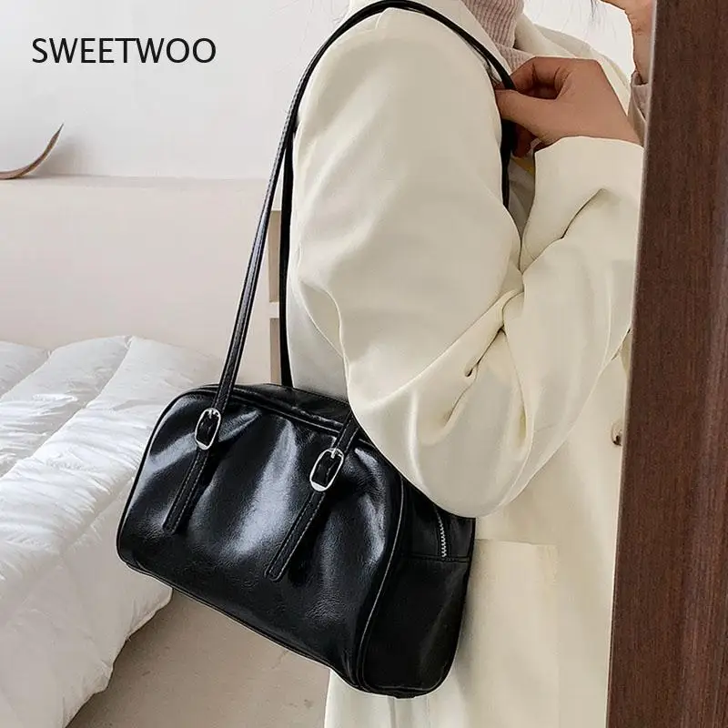 Pu Leather Solid Color Shoulder Bags For Women Stylish Casual Trend Female Bag 2021 Classics Design Simple Ladies Handbag