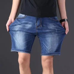 large size men's denim shorts oversized men's elastic waist knee length summer loose shorts men plus size XL 9XL 8XL 7XL 6XL