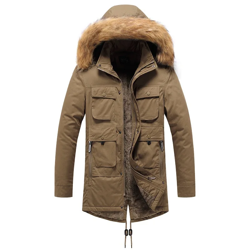 Heren Parka Winter Mannen Dikke Gewatteerde Jas Mannen Casual Hooded Plus Fluwelen Warm Katoen Gevoerde Jassen Mannelijke Downs jas Overjas