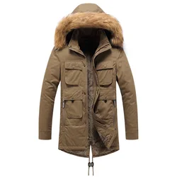 Parka chaude en coton rembourré pour homme, veste épaisse, décontractée, à capuche, Plus velours, hiver