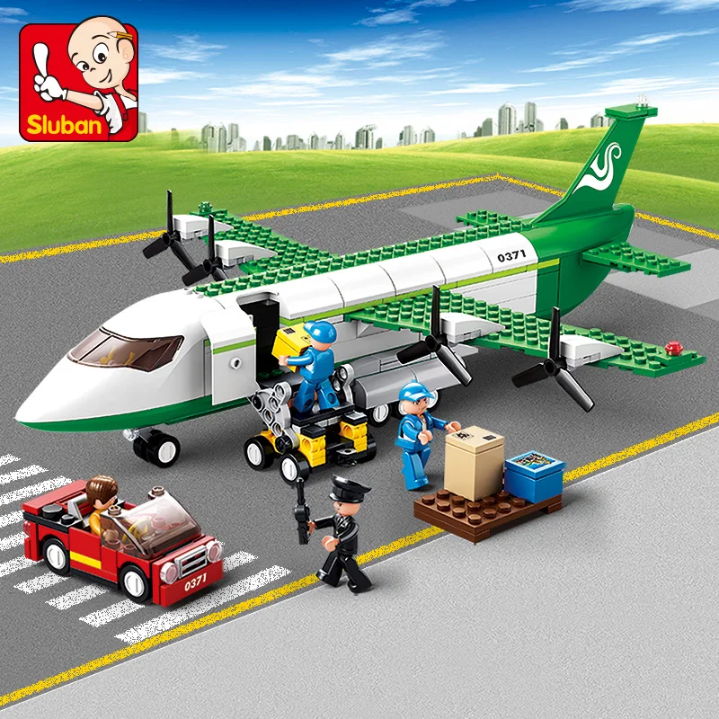 

Sluban Building Block Toys Aviation Transportation Plane 383PCS Bricks B0371 Airfreighter Fit With Leading Brands Constructions