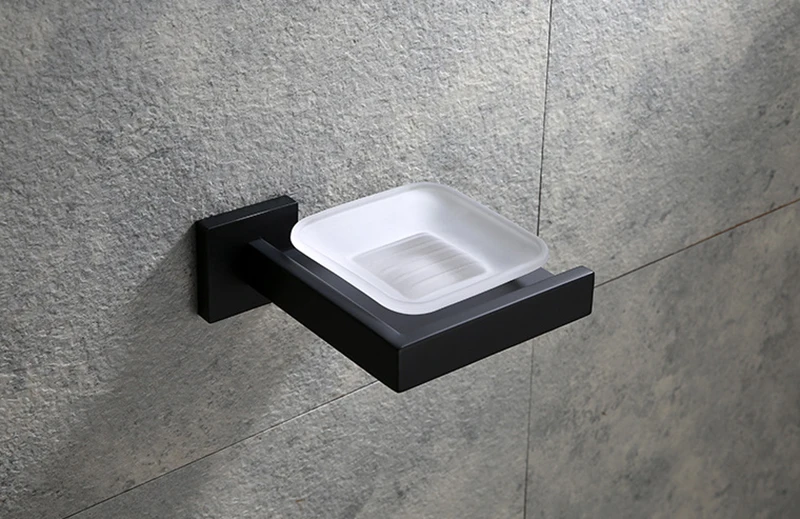 

Sus304 Stainless Steel Soap Dishes For Shower Bar Bathroom Accessories Wall Soap Holder Black Square Soap Dish