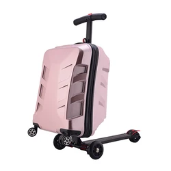 Moda originalidade skate bagagem saco das mulheres dos homens equitação mala sobre rodas scooter carry on travel bagagem trole valise