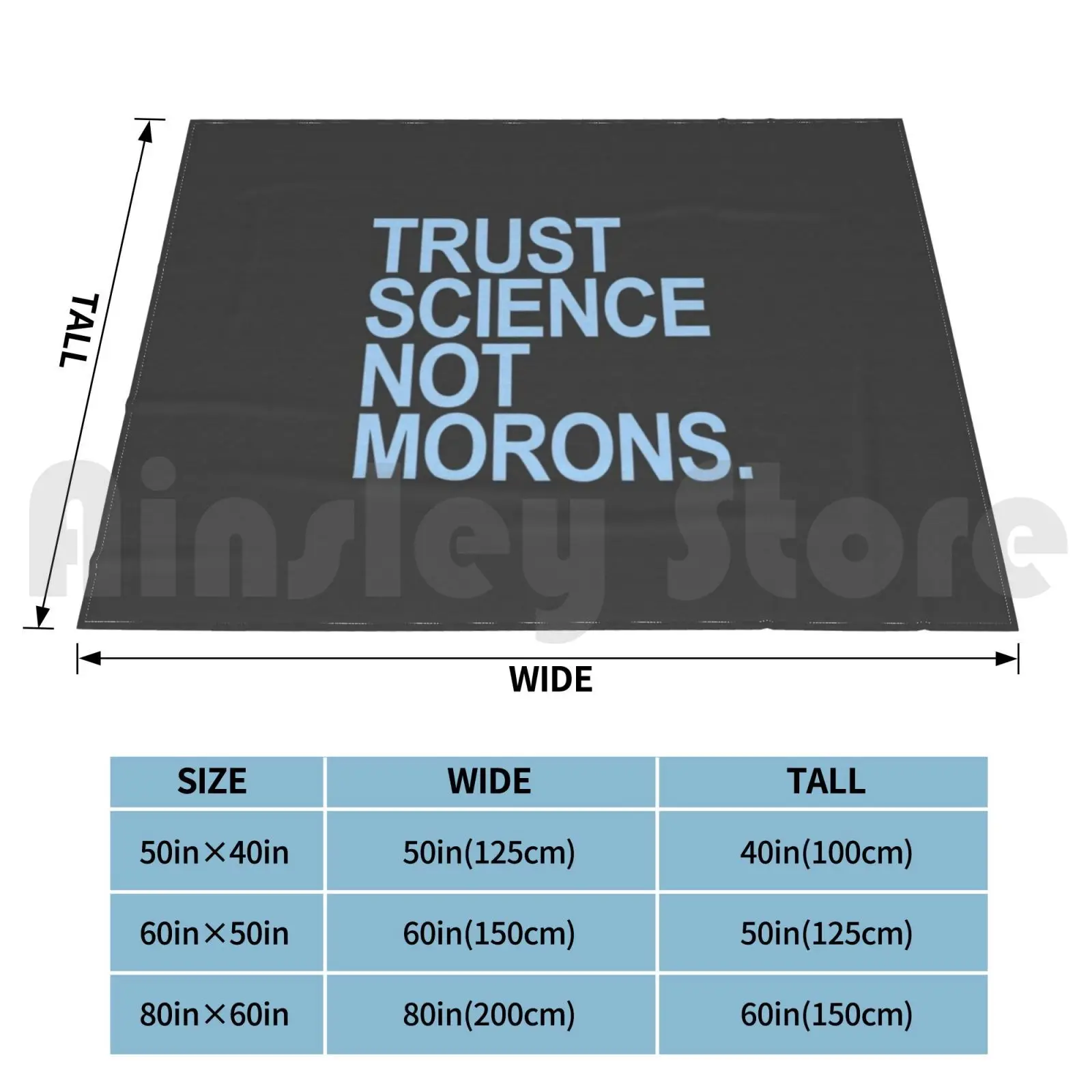 Trust Science Not Morons ( Light Blue ) Blanket Fashion Custom Trust Science Trust Science Not Morons Trump