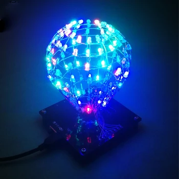 DIY 전자 키트 led 라이트 큐브 볼 여러 가지 빛깔의 16 종류 깜박임 모드 원격 제어 회로 학습 납땜 주제