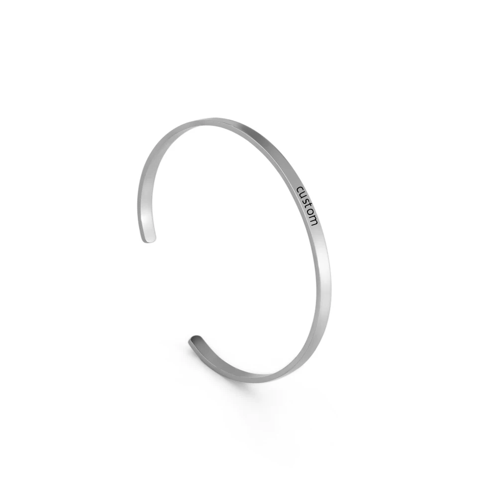 Sipuris 4mm Customized Name Date Bracelet Personalized Stainless Steel Letter Cuff Bangle Jewelry For Women Men Couple Gift