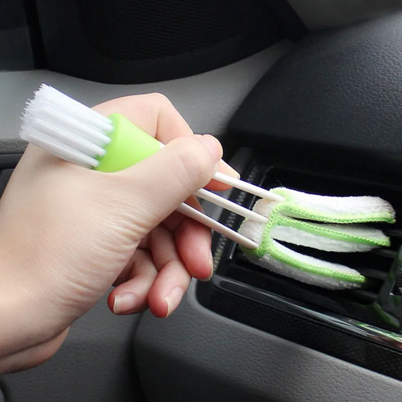 2 In 1 Car Accessories Interior Car Cleaning Brush Double Slider Portable Air-Conditioner Window Outlet Dust Tools Decoration