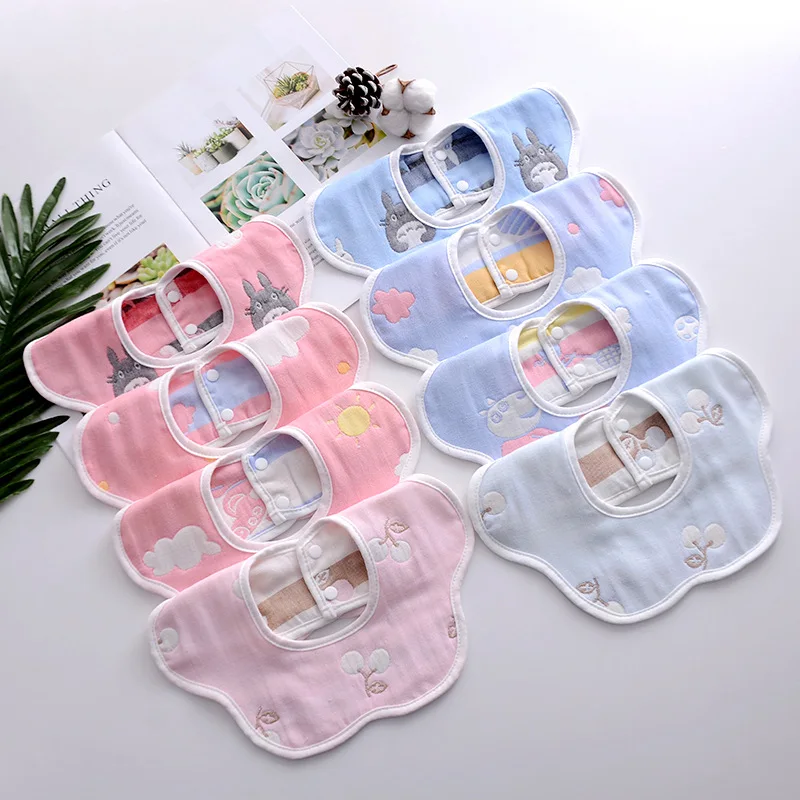 Baby Saliva Towel Bibs Cotton 360 Degree Rotation Non-waterproof Gauze Newborn Saliva Bib