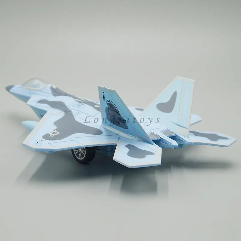 1:87 Diecast Plane Model US F-22 Raptor Jet Fighter Pull Back Toy With Sound & Light