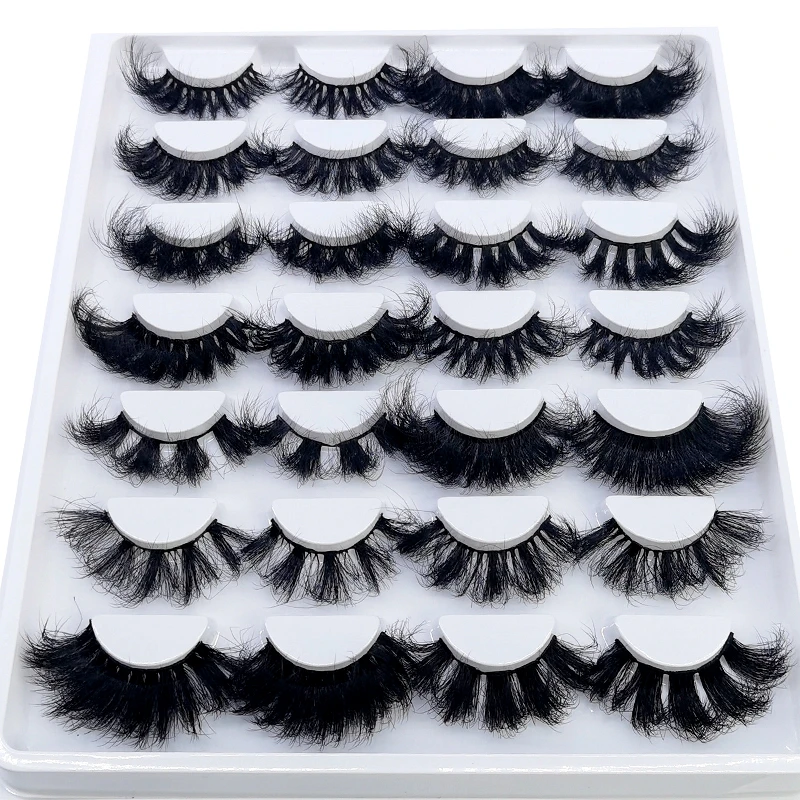 HBZGTLAD 14 Paar Wimpern 25mm Kunstnerz-Wimpern Langanhaltende Flauschige Nerzwimpern Dramatische Volumen-Wimpernverlängerung Dick Lang – Detail 3