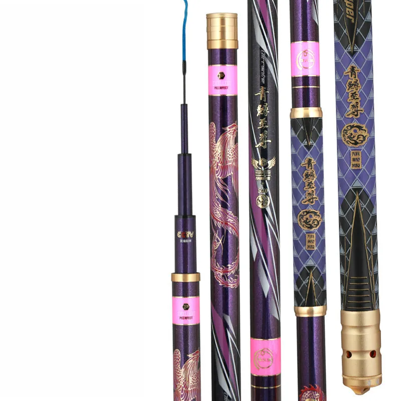 

3.6m-10m Telescopic Fishing Rod Carbon Fiber Super Hard Blue Sturgeon Wedkarstwo Olta Spinning Sticks Hand Canne