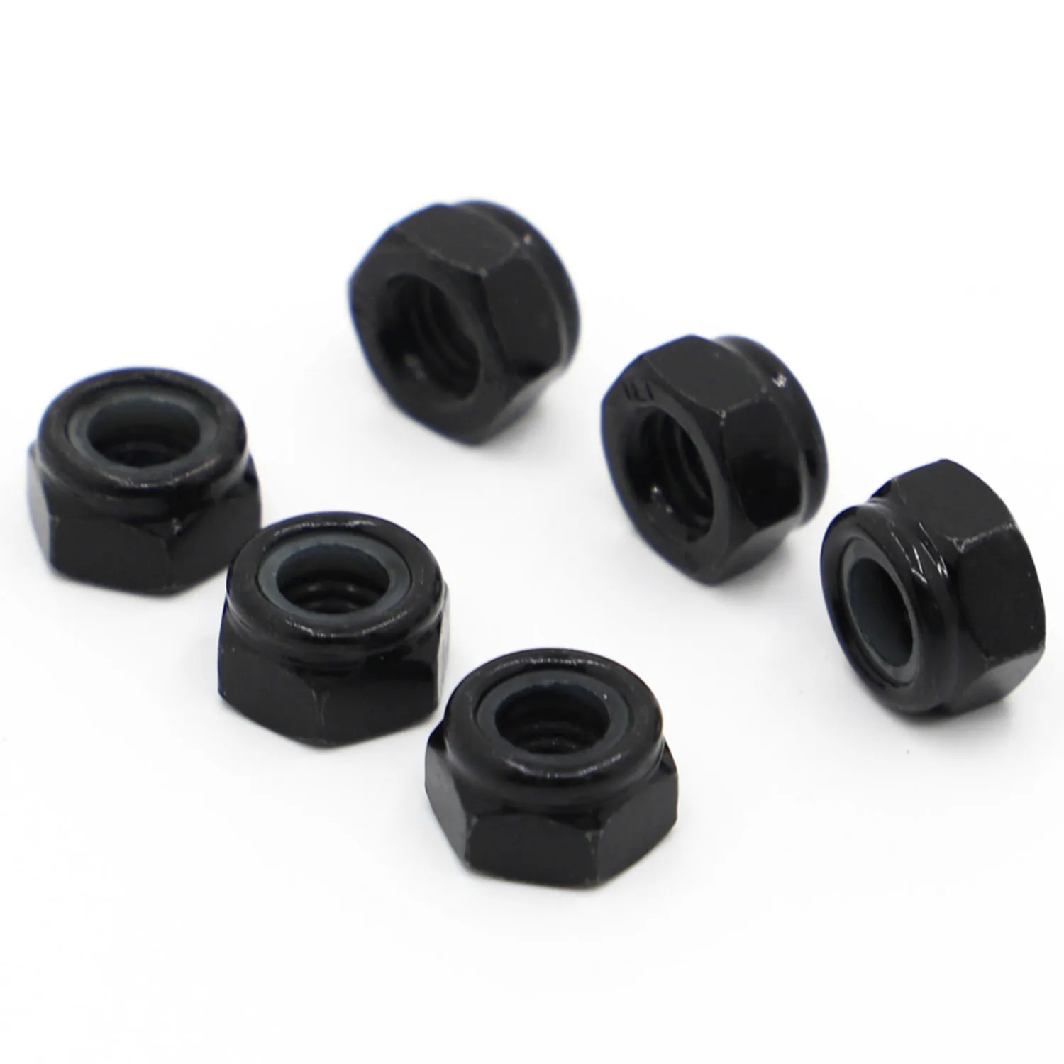 M2 M2.5 M3 M3.5 M4 M5 M6 M8 M10 M12 M16 Black Carbon Steel Nylon Insert Self-locking Hex Nuts Locknut Slip Lock Nut