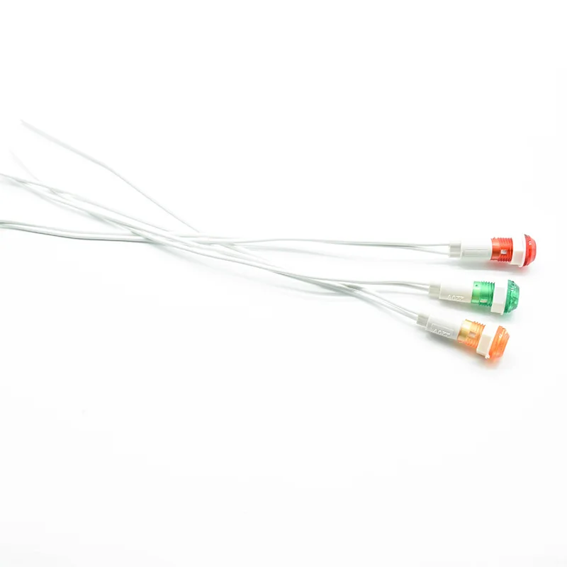 Lámpara de señal de montaje en Panel, indicador de neón, luces rojas, verdes y amarillas, 380V, 220V, 12V/24V, cc XD, 10mm, guía piloto, 5 uds.