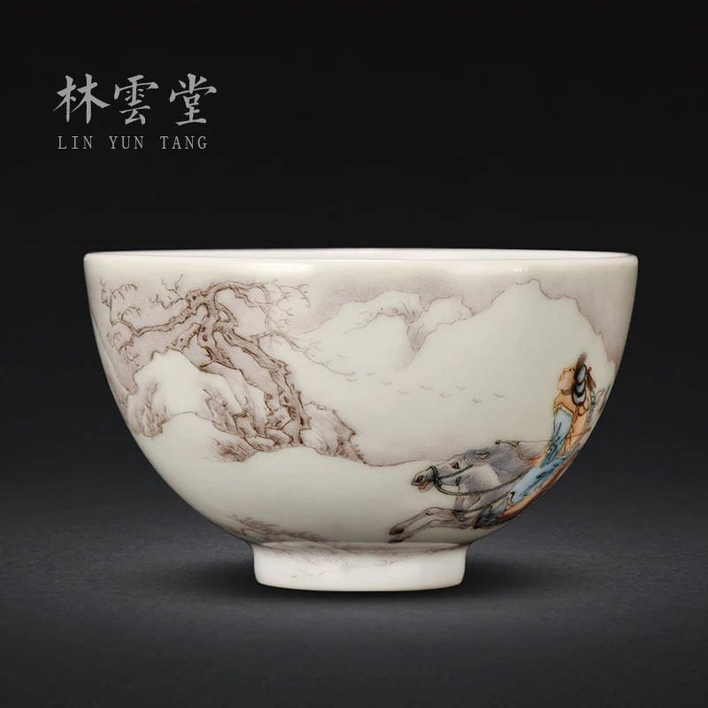 Lin Yuntang master cup single cup kung fu tea cups jingdezhen high-grade enamel cup sample tea cup