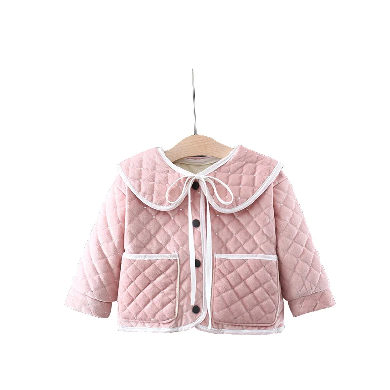 2022 autunno inverno moda bambino ragazza cappotto coreano carino caldo più spesso con cappuccio bambola collare giacca bambino borsa vestiti appena