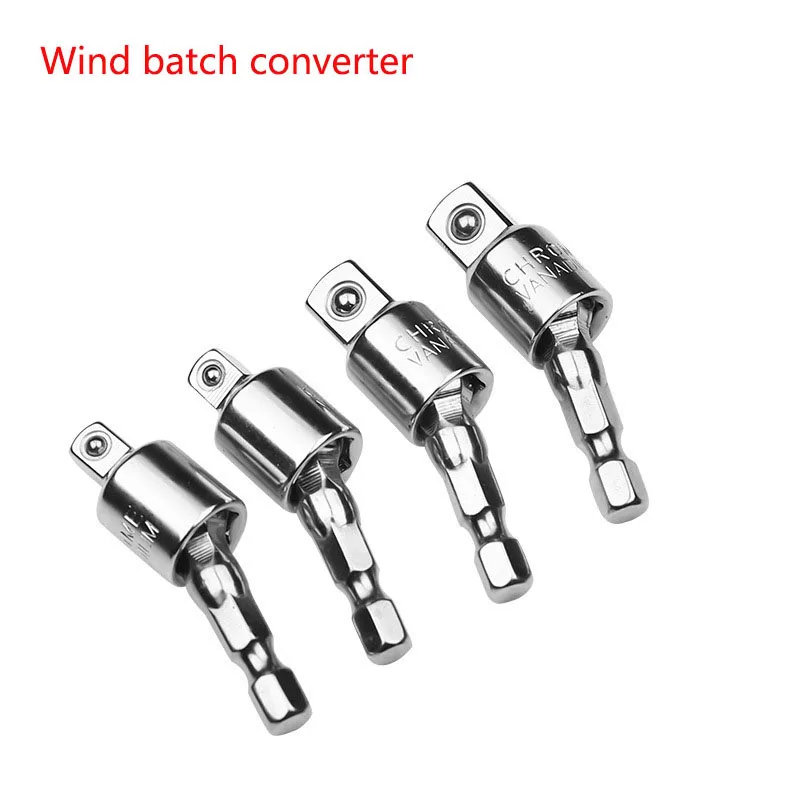 1/4 3/8 1/2 Wind Batch converter Hex Handle Electric Wrench Square Head Sleeve 360 Degree Spin Conversion Tool Hand Connect Rod