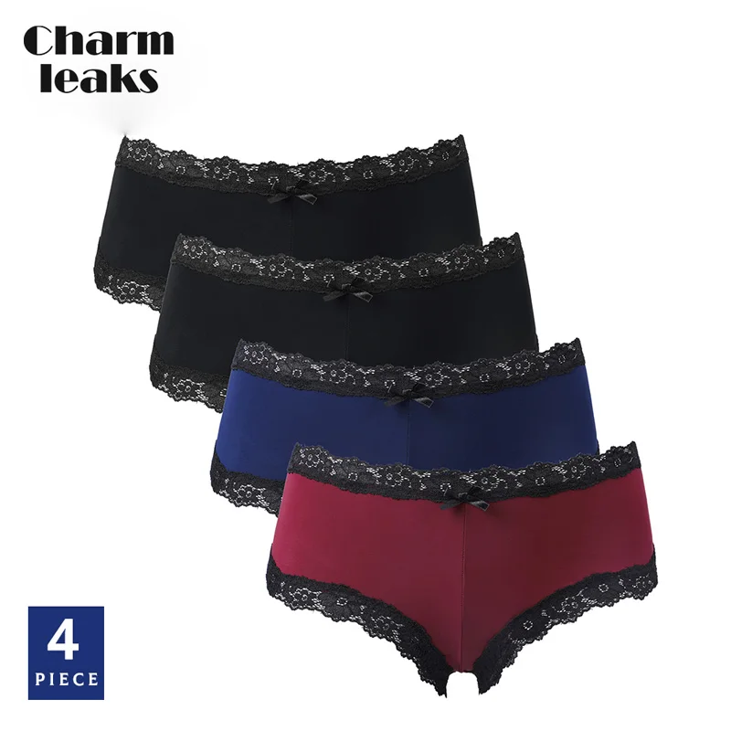 Charmleaks Women Lace Underwear 4 In Pack Thong G-string Sexy Panties Basic Tanga Briefs Lingerie Bow Tie Hot Sale Bikini Bottom