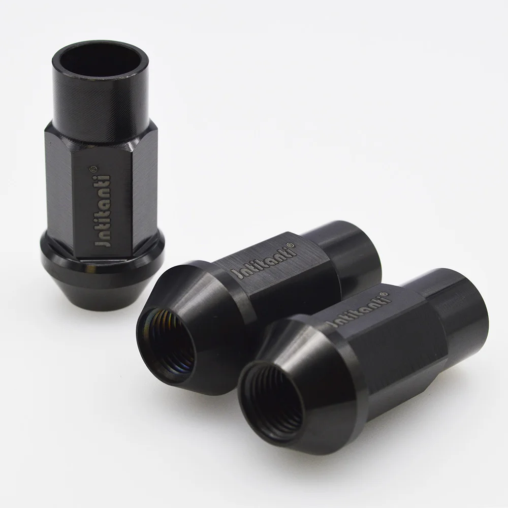 Jntitanti Black  high strength Gr5 titanium wheel lug nut M12*1.25*45mm and M12*1.5*45mm