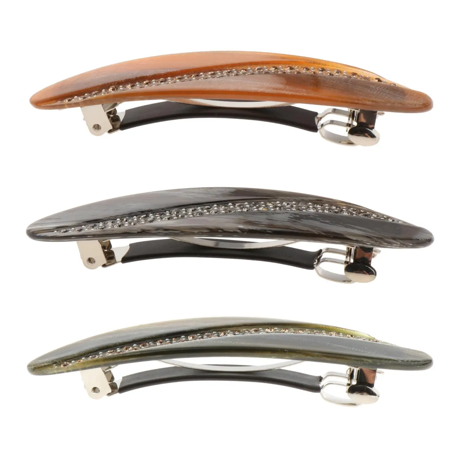 Tortoise Shell Cellulose Acetate Hair Barrettes Oval Shape French Design Rectangular Automatic Hair Clip for Women