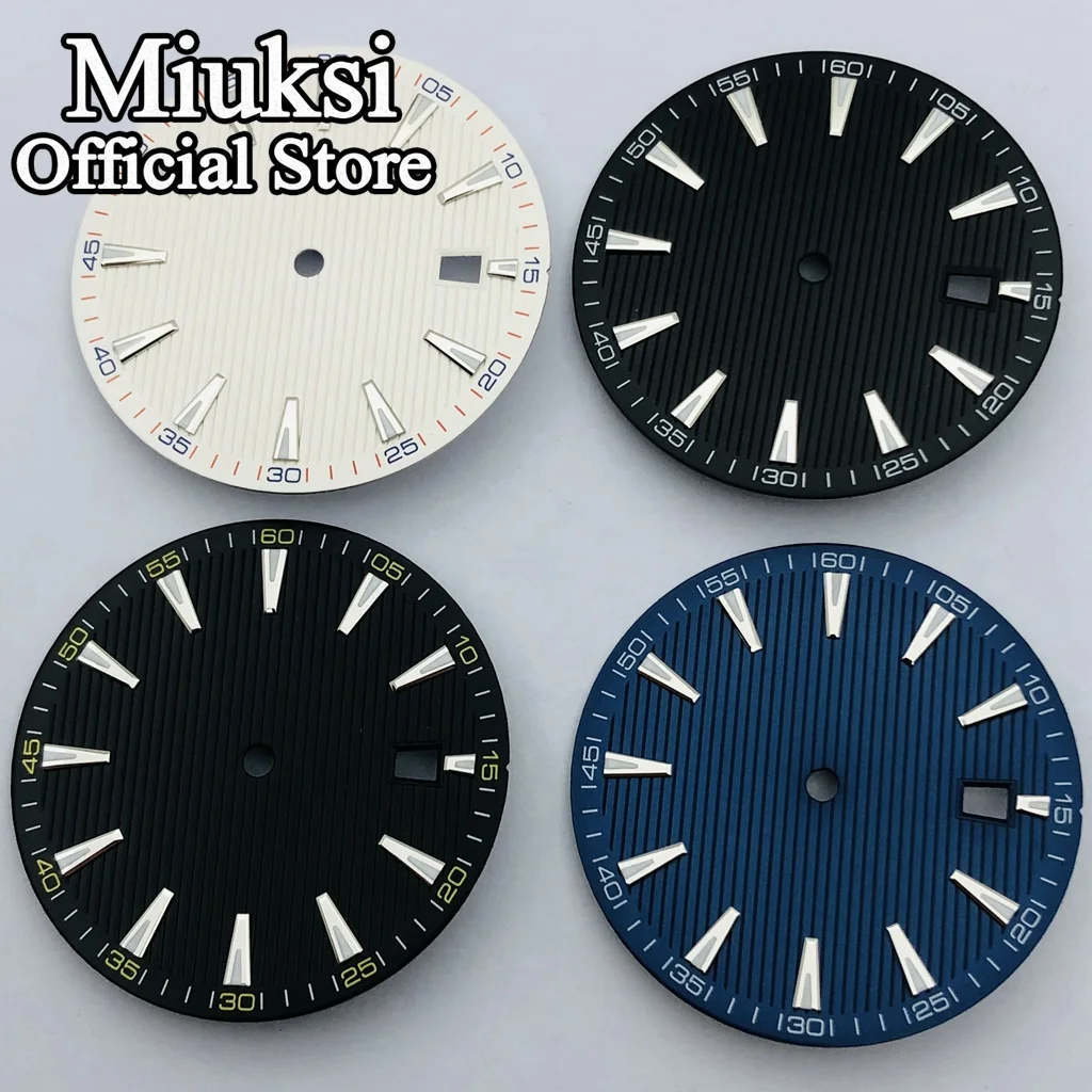 Miuksi 33.4mm czarny niebieski biały zegarek tarcza luminous fit NH35 ETA2824 2836 Miyota8215 821A Mingzhu DG2813 3804 PT5000 ruch