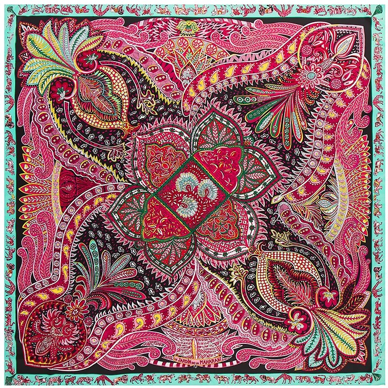 Foulard carré en sergé pour femme, bandana, écharpe, châle, paisley, hijab, enveloppes, dames, marque de luxe, mode, 130cm