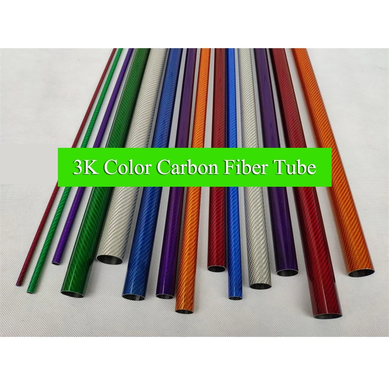 2 Pcs 10-30MM Colorful 3K Carbon Fiber Tube High Composite Hardness Material Smooth Surface Green Orange Blue Red Silver 500mm