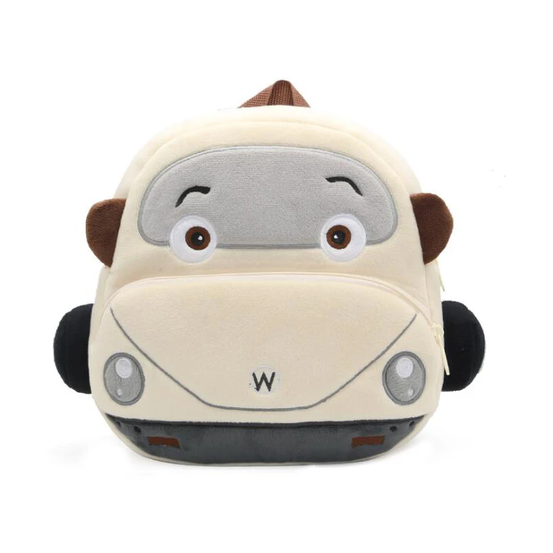 

Kids Beetle Car Plush Backpacks Cartoon 3D Car Truck Flip-open Cover Kindergarten Backpack Soft SchoolBag for Children Boy Girls