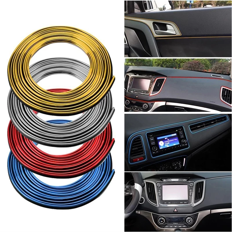 5M/Pcs Universal DIY Car Styling Flexible Interior Decoration Molding Trim Strips Auto Door Edge Sticker Auto Chrome Decor Trim image 2