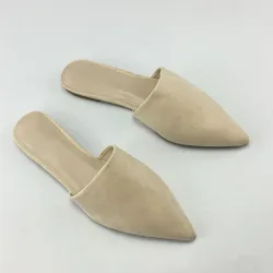 Baotou Comfortable Casual Flat Suede Pointed Toe Half-drag New Lazy Shoes Women's Shoes Large Size