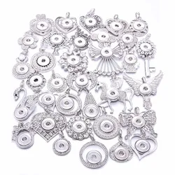 Snap Jewelry Necklaces Vintage Metal Owl Flower Elephant 18mm Snap Button Necklace for Women White Snaps Pendant Necklace