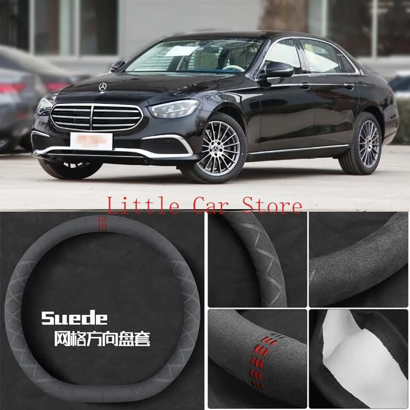 Universal 37 38CM Black Suede Steering Wheel Cover For Benz C63 AMG A45 GLA45 GLK SLK CLA45