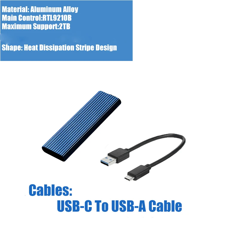 Gudga M.2 Naar Usb 3.1 Ssd Case Dual Protocol Nvme Behuizing M2 Nvme Pcie Ngff Sata Ssd Doos Voor 2230 2242 2260 2280 Ssd RTL9210B